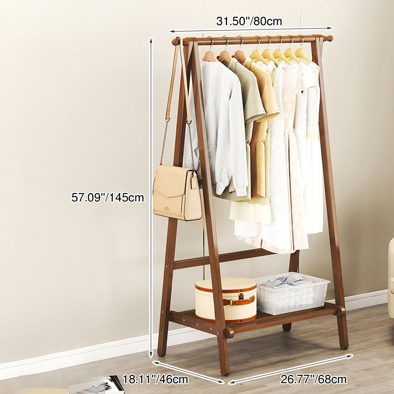 Contemporary Scandinavian Nan Bamboo Hall Tree - Rectangular, Half-Tier Storage for Bedroom & Entryway