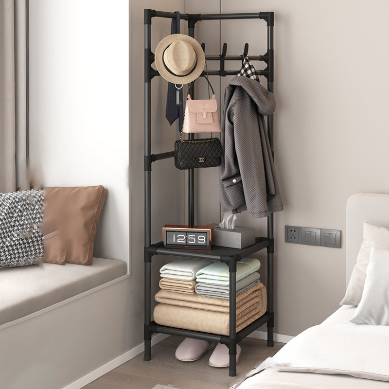 Modern Minimalist Rectangular Steel Corner Shelf Unit & Hall Tree, 2-3 Tier, for Bedroom & Entryway