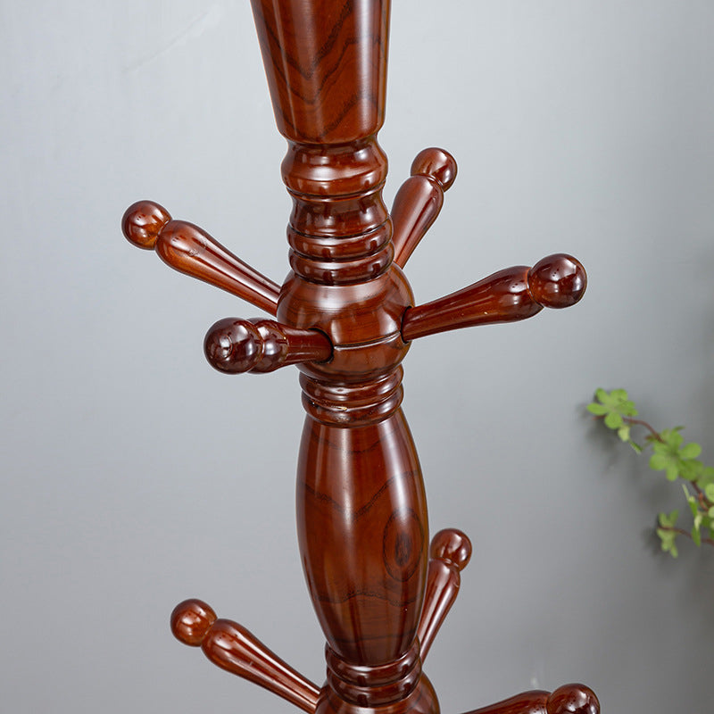 Traditional Chinese White Ash Solid Wood Hall Tree with Cylindrical-Triangular Design for Bedroom and Entryway