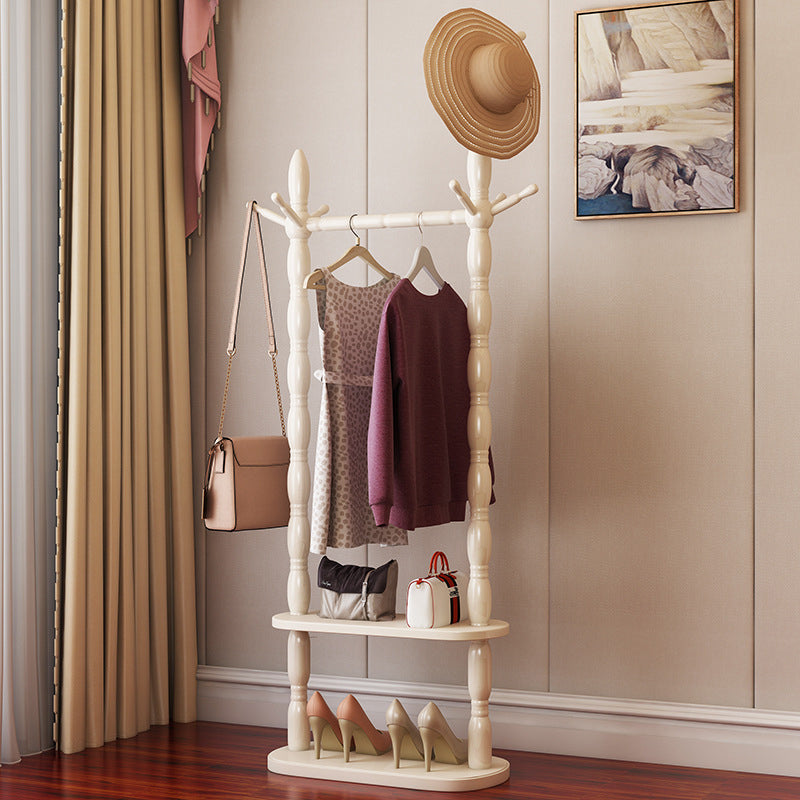Contemporary Nordic Hall Tree – Cylindrical & Rectangular Solid Wood with Resin Accents, Medium Density Fiberboard Construction, 2- or 3-Tier Organizer for Bedroom or Entryway