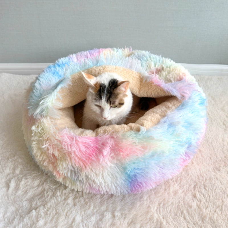 Cozy Round Arctic Fleece Pet Bed – Plush Long-Pile Lambswool with PP Cotton Filling, Colorful Warmth for Cats & Dogs, Bedroom-Ready