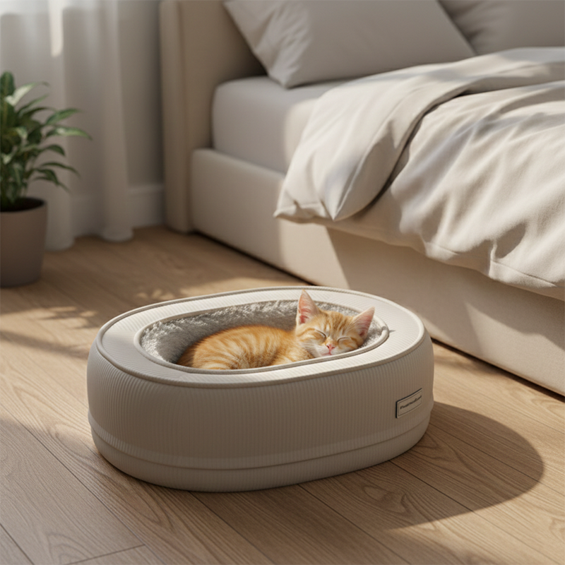 Modern Minimalist Oval Corduroy Dog & Cat Bed with Thickened PP Cotton — Perfect for the Bedroom