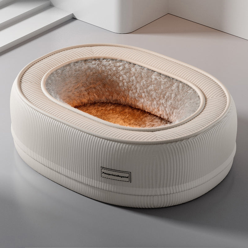 Modern Minimalist Oval Corduroy Dog & Cat Bed with Thickened PP Cotton — Perfect for the Bedroom