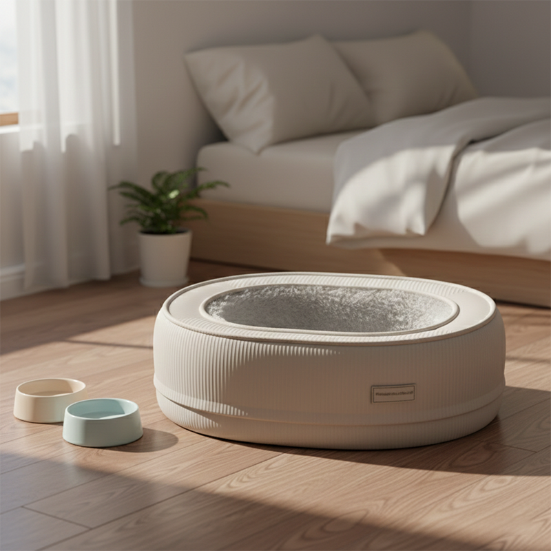 Modern Minimalist Oval Corduroy Dog & Cat Bed with Thickened PP Cotton — Perfect for the Bedroom