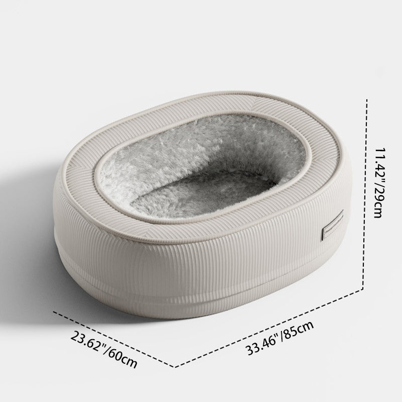 Modern Minimalist Oval Corduroy Dog & Cat Bed with Thickened PP Cotton — Perfect for the Bedroom