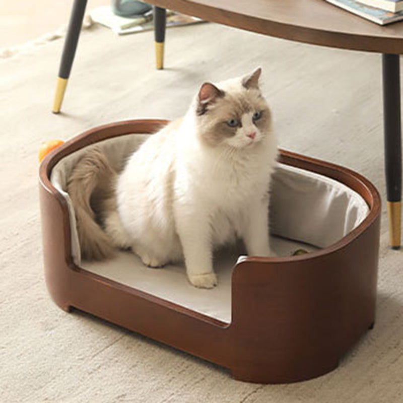 Modern Minimalist Rectangular Dog & Cat Bed – Cotton-Linen Blend, Solid Wood Frame, Integrated Design, Bedroom-Ready