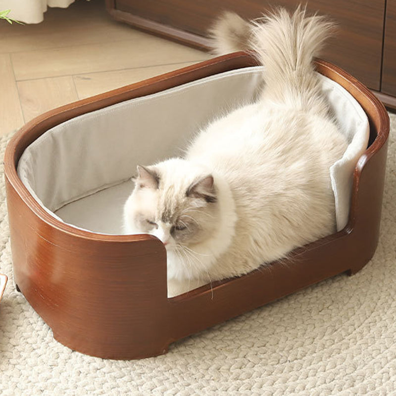 Modern Minimalist Rectangular Dog & Cat Bed – Cotton-Linen Blend, Solid Wood Frame, Integrated Design, Bedroom-Ready