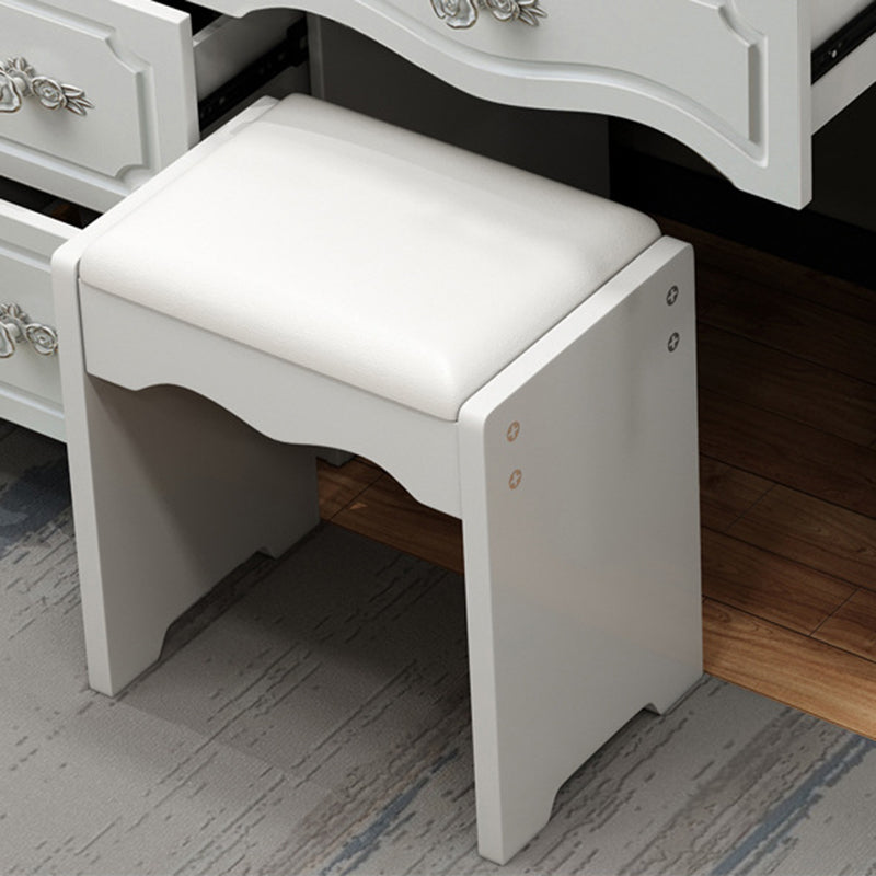 Contemporary Luxury Glass-Top MDF Vanity Table with 5 Drawers – Rectangular Makeup Vanity for Bedroom