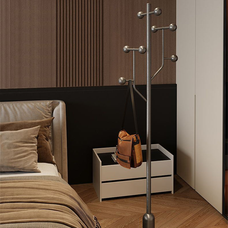 Modern Minimalist Hall Tree – Spherical Tree-Shaped Cylindrical Design in Solid Rubberwood with Stainless Steel & Marble for Bedroom & Entryway