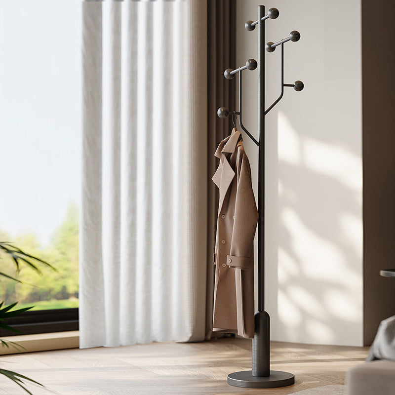 Modern Minimalist Hall Tree – Spherical Tree-Shaped Cylindrical Design in Solid Rubberwood with Stainless Steel & Marble for Bedroom & Entryway