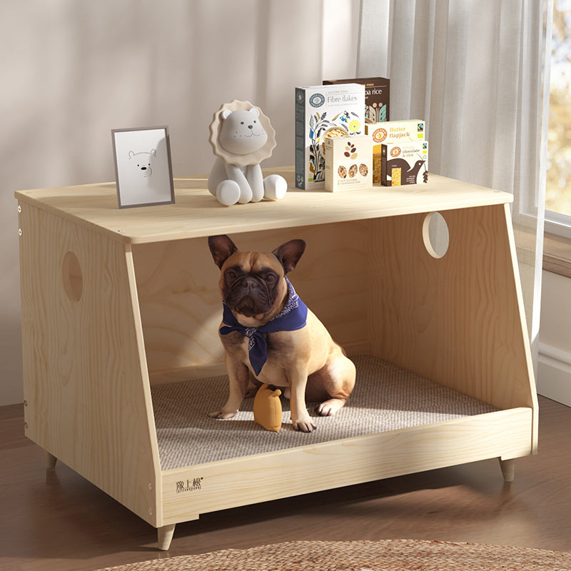 Modern Minimalist Rectangular Pet Bed with Cotton-Linen Fabric and Solid Pine Wood Frame for Dogs and Cats, Perfect for the Bedroom