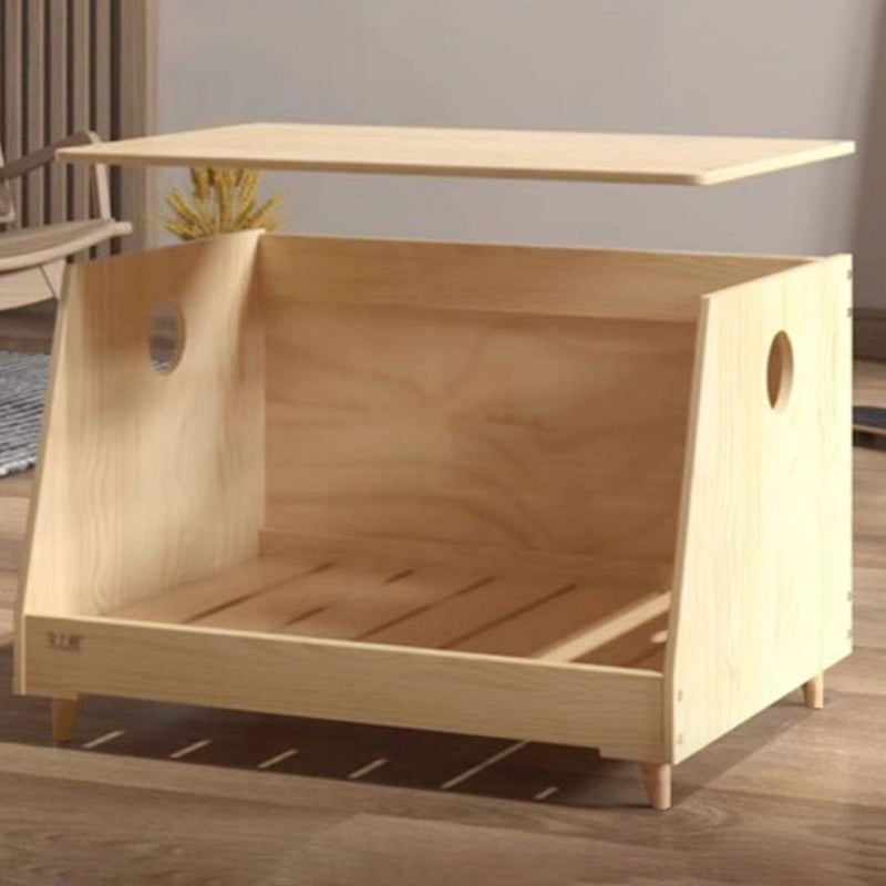 Modern Minimalist Rectangular Pet Bed with Cotton-Linen Fabric and Solid Pine Wood Frame for Dogs and Cats, Perfect for the Bedroom