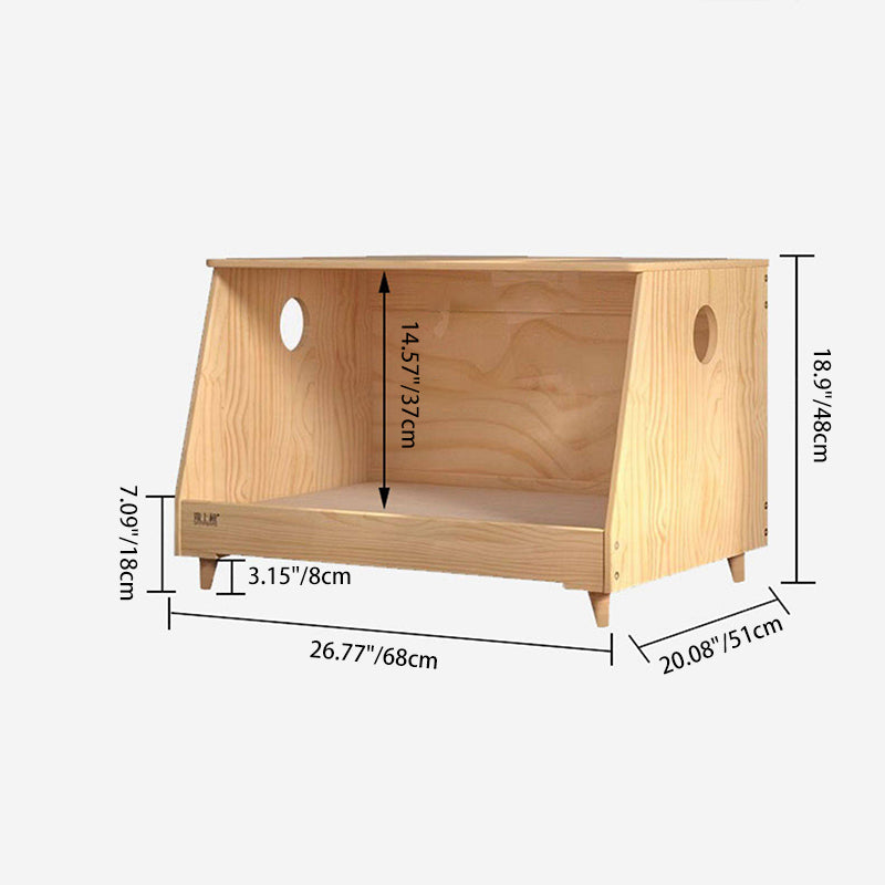 Modern Minimalist Rectangular Pet Bed with Cotton-Linen Fabric and Solid Pine Wood Frame for Dogs and Cats, Perfect for the Bedroom