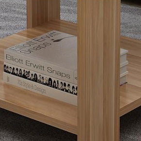 Sleek Modern Minimalist Square Coffee Table in Engineered Wood — Two-Tier Shelving for Living Room & Bedroom