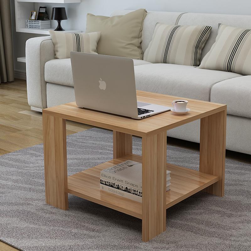 Sleek Modern Minimalist Square Coffee Table in Engineered Wood — Two-Tier Shelving for Living Room & Bedroom