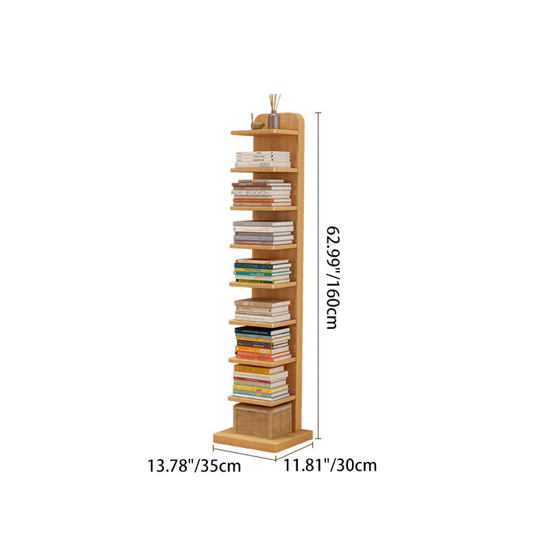 Modern Minimalist Solid Wood Rectangular Bookshelf with 5- or 9-Tier Storage for Living Room