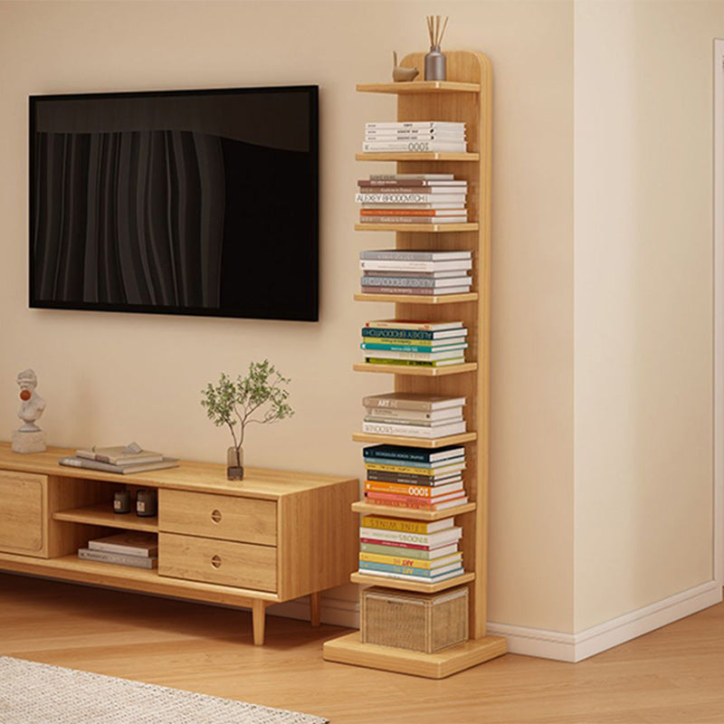 Modern Minimalist Solid Wood Rectangular Bookshelf with 5- or 9-Tier Storage for Living Room