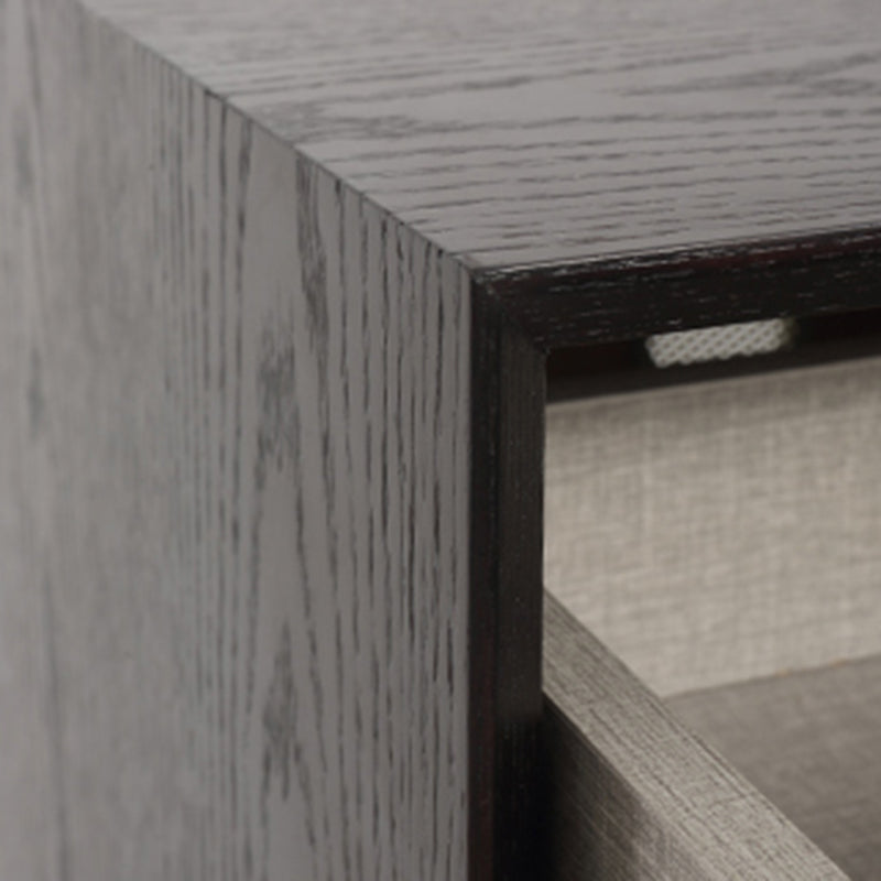 Mid-Century Modern Black & Walnut Two-Drawer Nightstand with Color-Blocking Frame – Sleek Bedside Table for the Bedroom