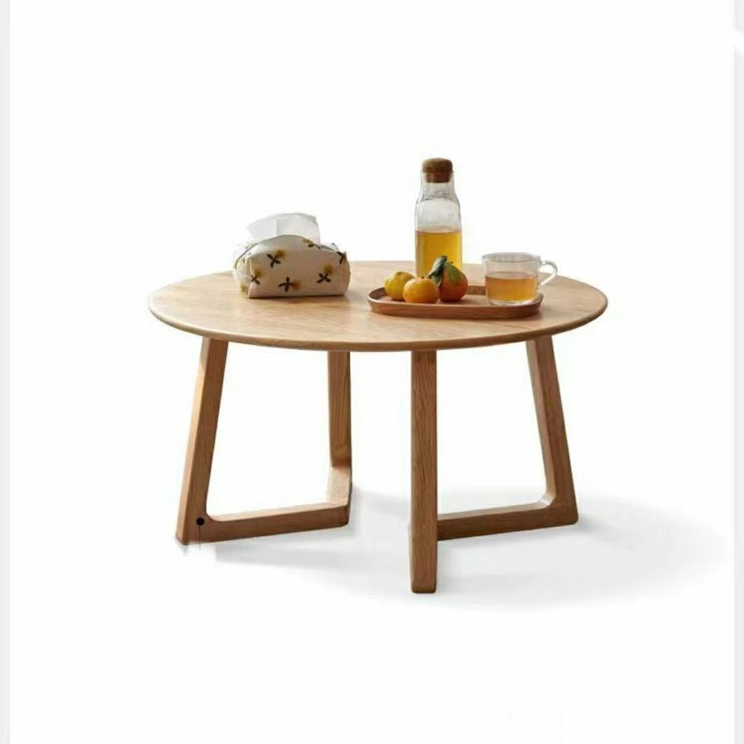 Contemporary Scandinavian Round Coffee Table - Veneered Plywood with Solid Pine, Perfect for Living Room