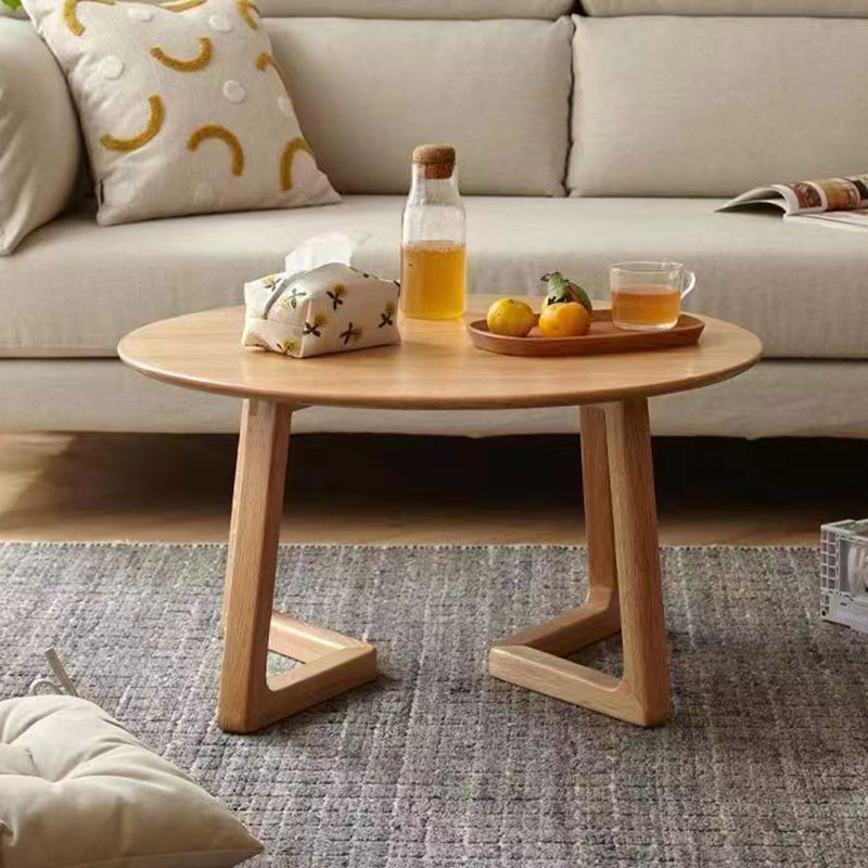 Contemporary Scandinavian Round Coffee Table - Veneered Plywood with Solid Pine, Perfect for Living Room