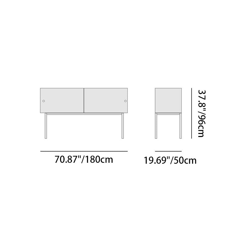 Modern Luxury Square Tempered-Glass Sideboard with Stainless Steel Legs - 1-Cabinet Dining Room Storage