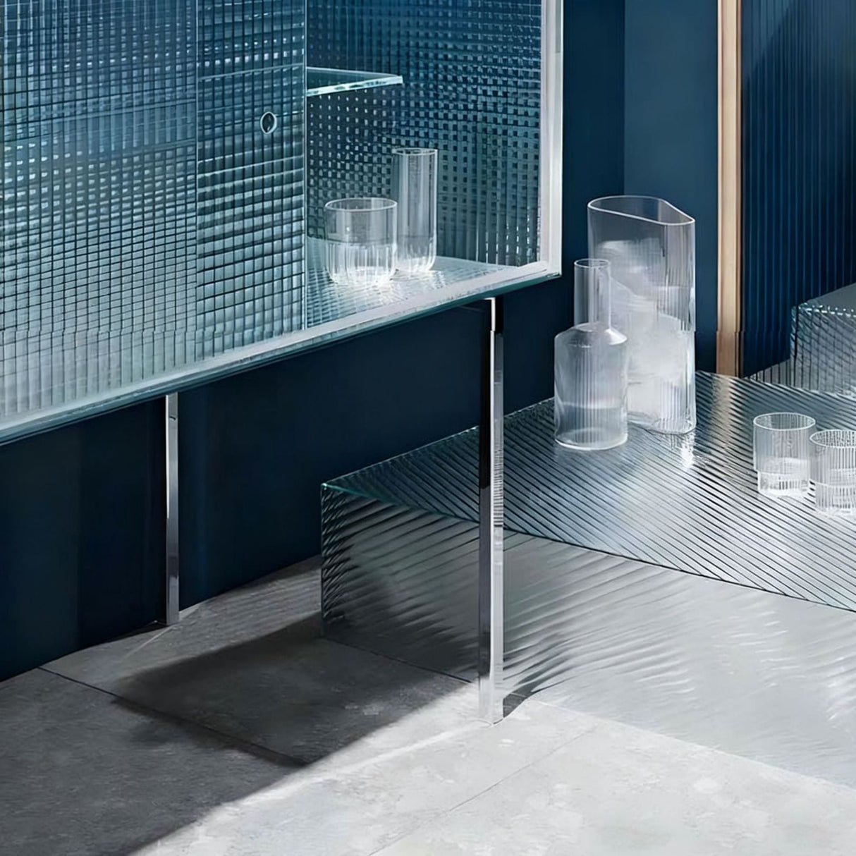 Modern Luxury Square Tempered-Glass Sideboard with Stainless Steel Legs - 1-Cabinet Dining Room Storage