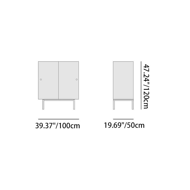 Modern Luxury Square Tempered-Glass Sideboard with Stainless Steel Legs - 1-Cabinet Dining Room Storage