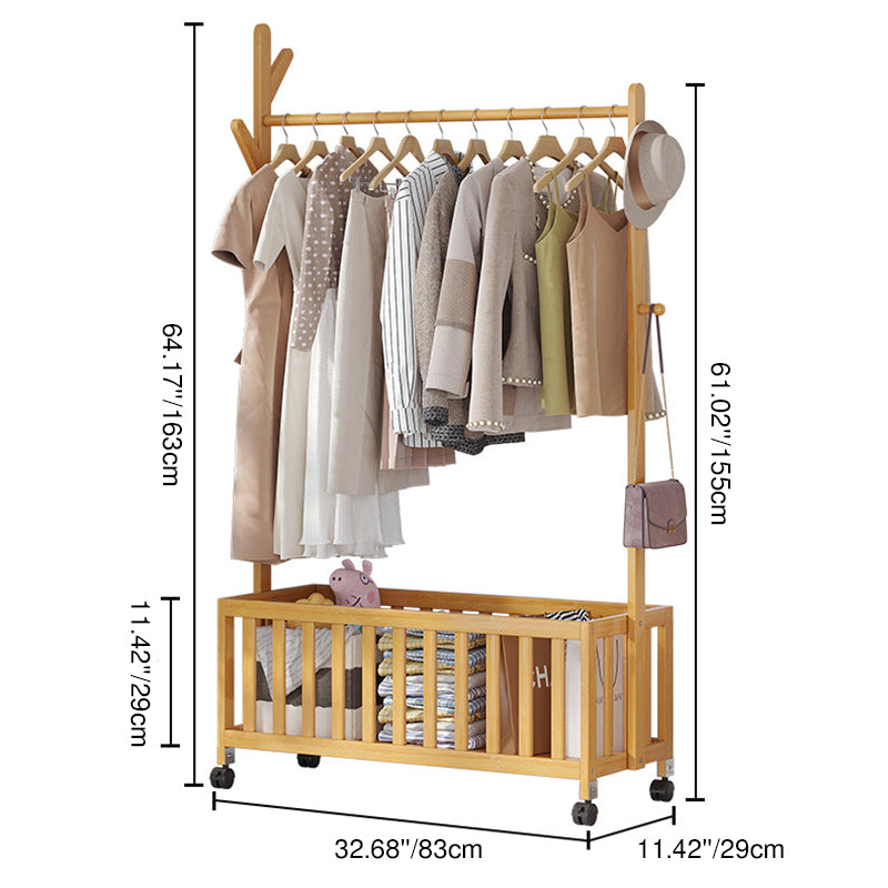 Modern Minimalist Rectangular Nan Bamboo Removable Hall Tree with 1 Storage Space – Perfect for the Bedroom