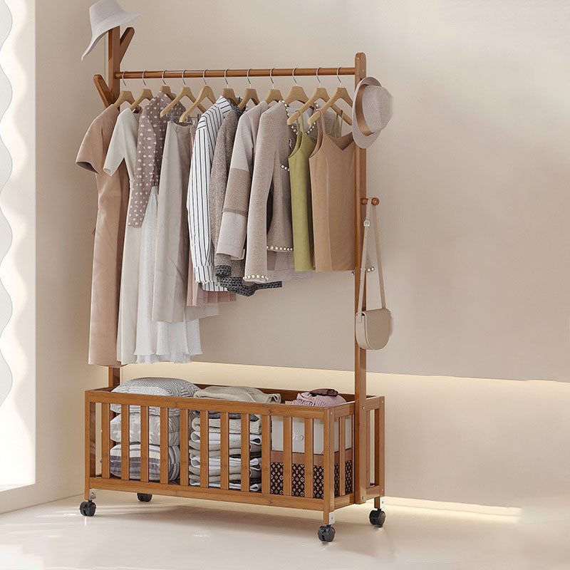 Modern Minimalist Rectangular Nan Bamboo Removable Hall Tree with 1 Storage Space – Perfect for the Bedroom