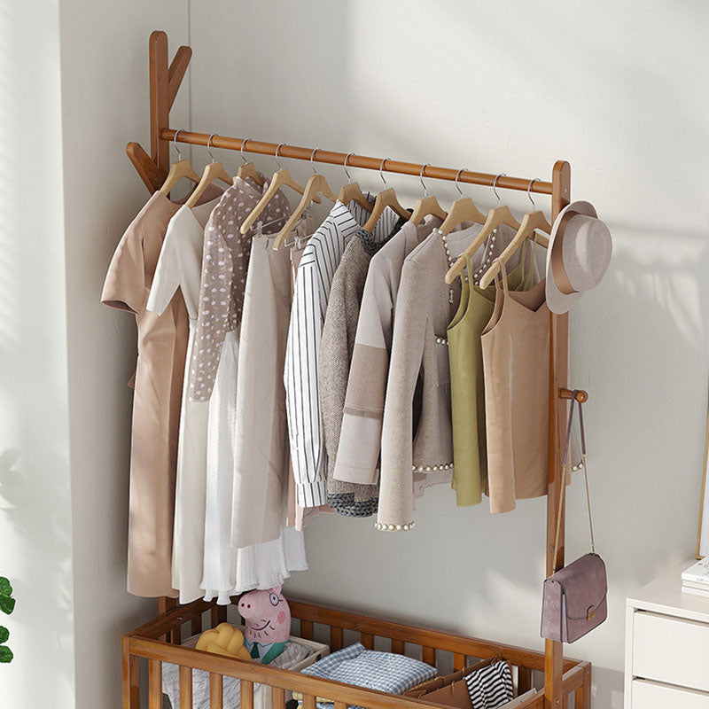 Modern Minimalist Rectangular Nan Bamboo Removable Hall Tree with 1 Storage Space – Perfect for the Bedroom