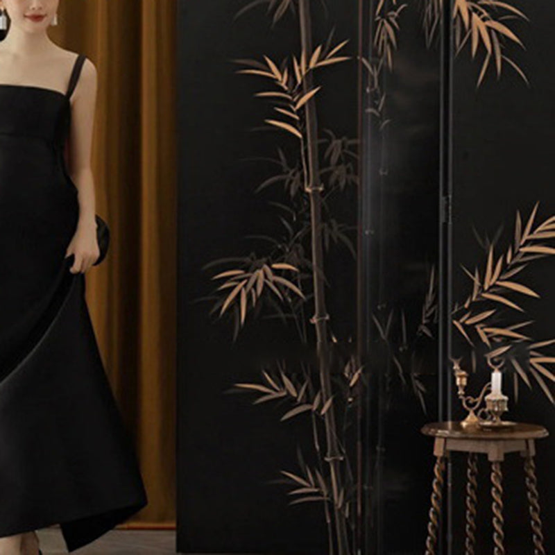 Elegant Traditional Chinese Rectangular Room Divider with Gold Leaf — Foldable, Hand-Painted, Solid Wood and Plywood for Living Room