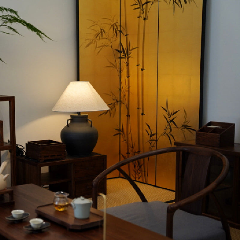 Elegant Traditional Chinese Rectangular Room Divider with Gold Leaf — Foldable, Hand-Painted, Solid Wood and Plywood for Living Room