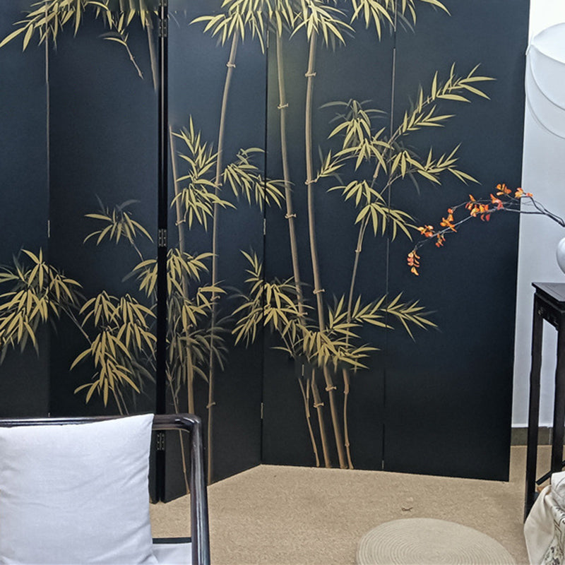 Elegant Traditional Chinese Rectangular Room Divider with Gold Leaf — Foldable, Hand-Painted, Solid Wood and Plywood for Living Room
