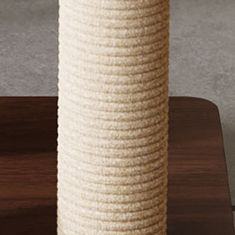Contemporary Scandinavian Round Rubberwood Cat Tree – Solid Wood with Acrylic Details, Multi-Functional for Living Room