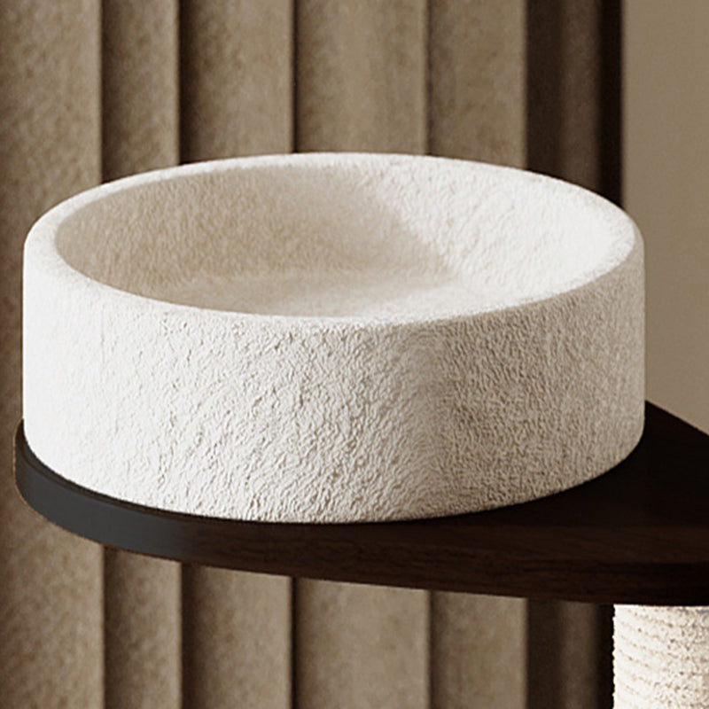 Contemporary Scandinavian Round Solid Wood Cat Tree with Multi-Layer Panels and Pine Stone Slab – Multi-Functional Living Room Design