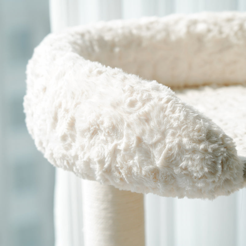 Round Scandinavian-Style Cat Tree with Velvet Fabric and Sisal Posts — MDF Construction, Multi-Functional Living Room Furniture