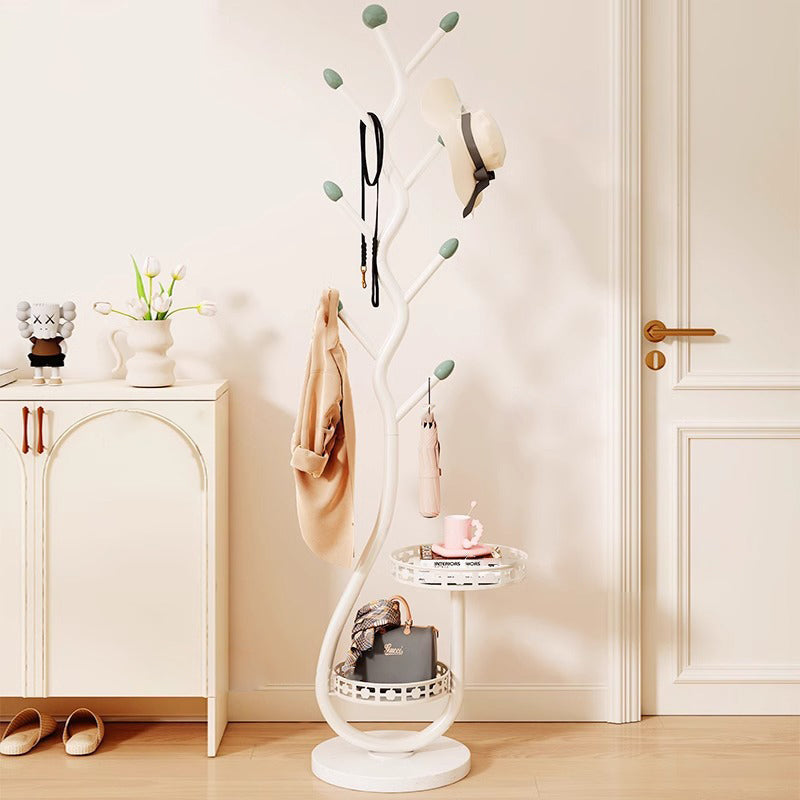 Contemporary Round Tree-Shaped Hall Tree in Carbon Steel and Marble for Bedroom & Entryways