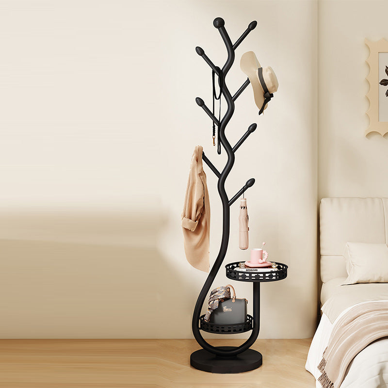 Contemporary Round Tree-Shaped Hall Tree in Carbon Steel and Marble for Bedroom & Entryways