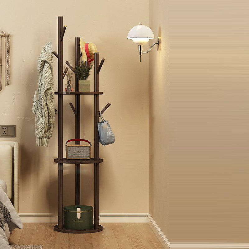 Contemporary Scandinavian Round Tree-Shaped Hall Tree with Swivel Coat Rack – Solid Pine Wood & MDF for Bedroom & Entryways