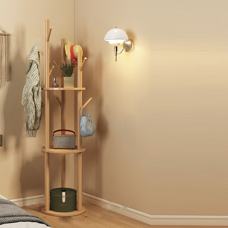 Contemporary Scandinavian Round Tree-Shaped Hall Tree with Swivel Coat Rack – Solid Pine Wood & MDF for Bedroom & Entryways