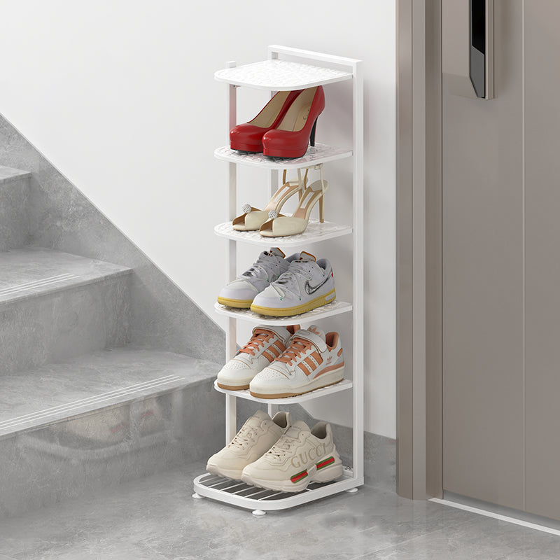 Modern Minimalist Iron Shoe Storage Rack in Square Pebble Pattern with Bake-Paint Finish — 5–10-Tier Options for Entryways & Living Rooms