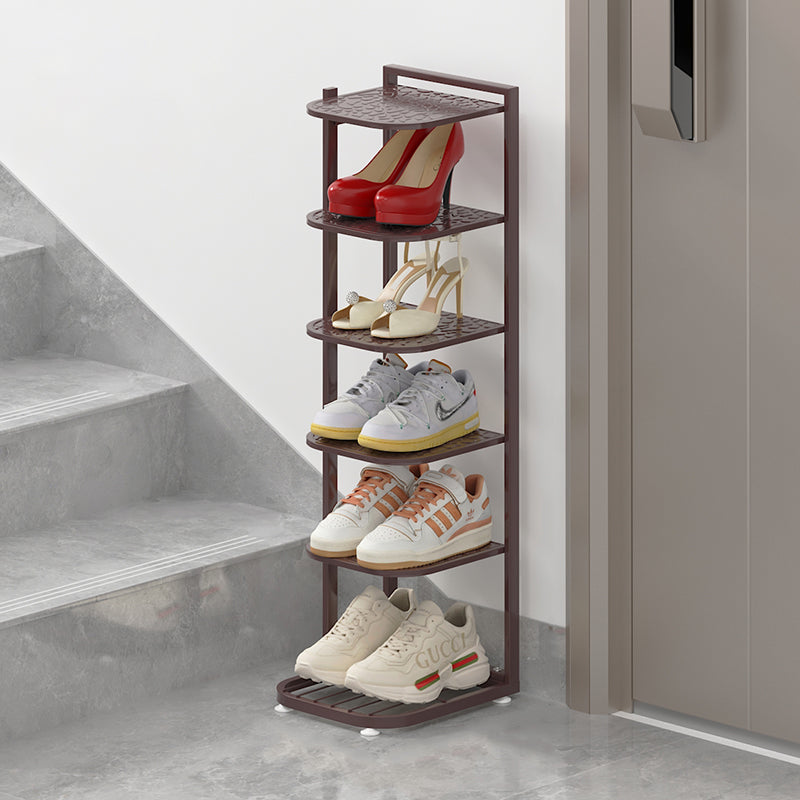 Modern Minimalist Iron Shoe Storage Rack in Square Pebble Pattern with Bake-Paint Finish — 5–10-Tier Options for Entryways & Living Rooms