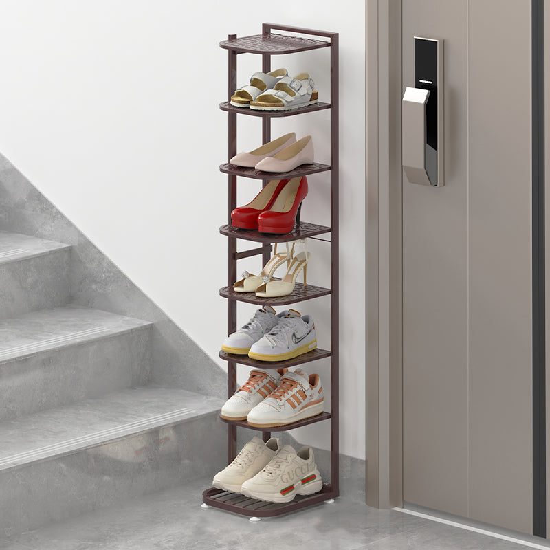 Modern Minimalist Iron Shoe Storage Rack in Square Pebble Pattern with Bake-Paint Finish — 5–10-Tier Options for Entryways & Living Rooms