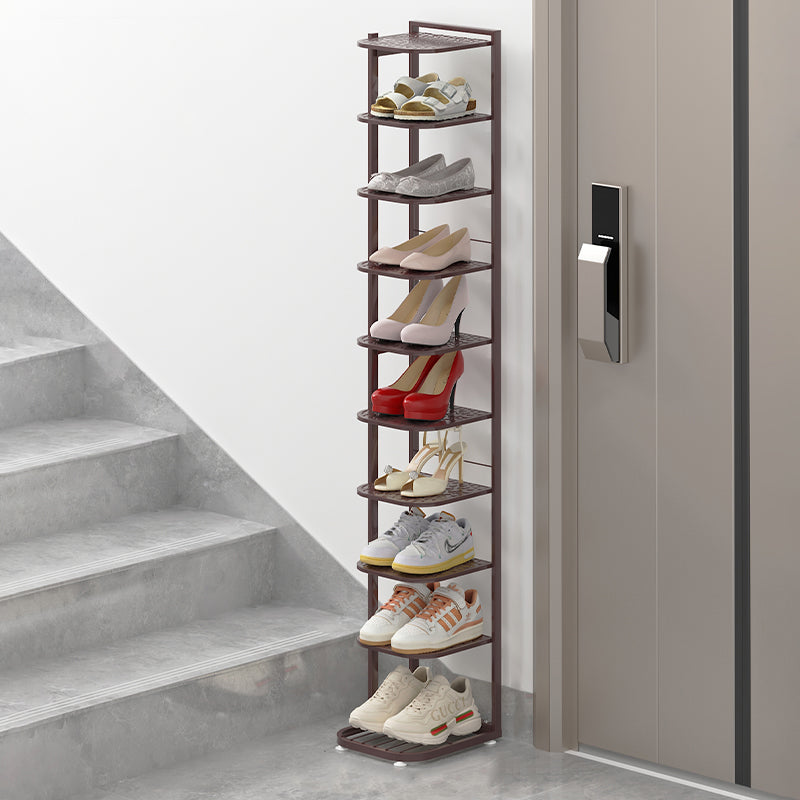 Modern Minimalist Iron Shoe Storage Rack in Square Pebble Pattern with Bake-Paint Finish — 5–10-Tier Options for Entryways & Living Rooms