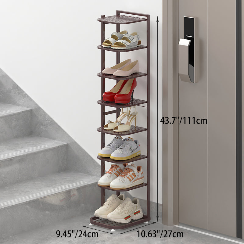 Modern Minimalist Iron Shoe Storage Rack in Square Pebble Pattern with Bake-Paint Finish — 5–10-Tier Options for Entryways & Living Rooms