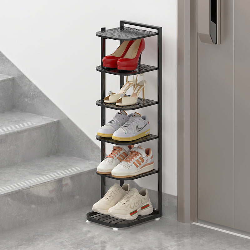 Modern Minimalist Iron Shoe Storage Rack in Square Pebble Pattern with Bake-Paint Finish — 5–10-Tier Options for Entryways & Living Rooms