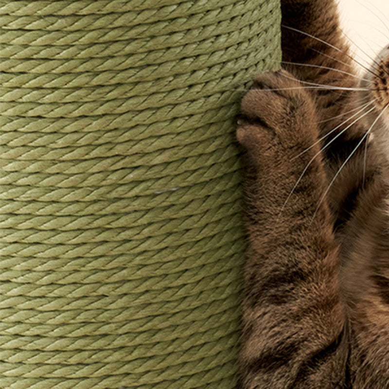 Modern Cylinder Cat Tree with HDPE Paper Rattan and Cold-Rolled Steel Frame – Contemporary Bedroom-Ready Design