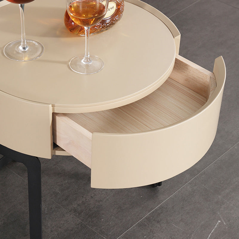 Luxurious Modern French-Cream Nightstand with a Single Drawer – Beige Lacquer Finish, Floating Bedside Storage Table