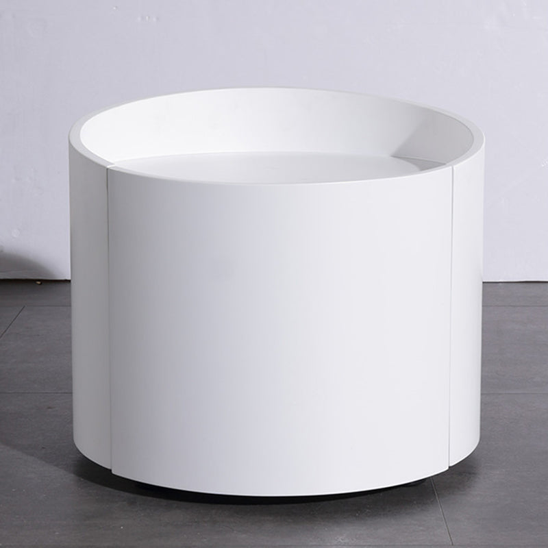 Sleek Modern Round Nightstand with One Drawer – Off-White/Black Curved Bedside Storage Table for Bedroom