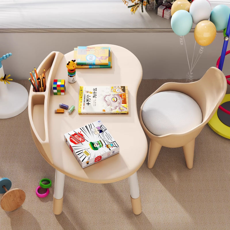 Modern Scandinavian Oval Solid Wood Kids Desk & Chair Set — Eco-Panel, Rubber Injection-Molding, Height-Adjustable for Bedroom